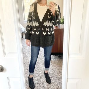 J. Jill Wool Blend Beaded Geometric Cardigan